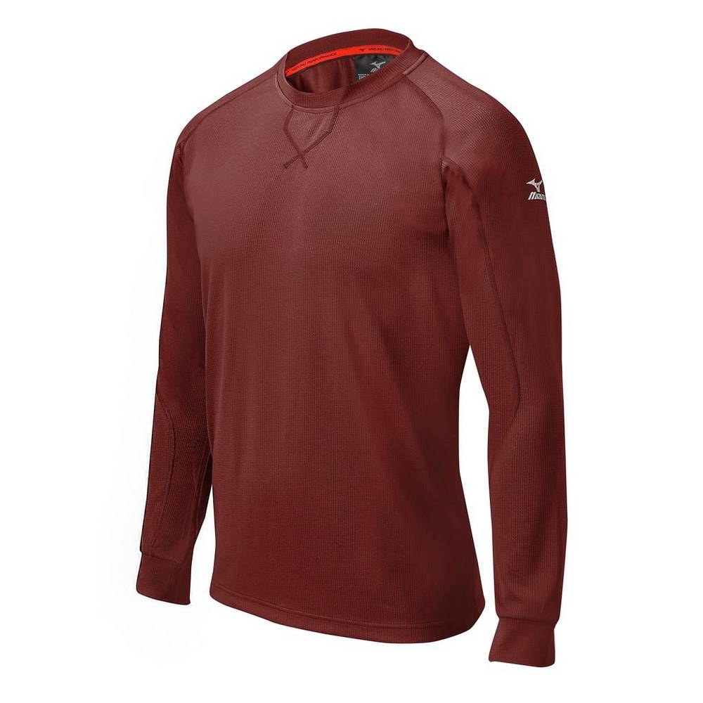 Mens Mizuno Comp Long Sleeve Training Baseball Shirt Burgundy Philippines (FCWIXS053)